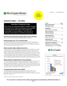 MicroCapital Monitor THE MICROFINANCE NEWSPAPER JUNE 2013  |