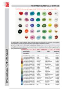 Thompson Glasemails Hot Pigments Mika Glimmer Glass Enamels SCHREINER-BERLIN Glasmalerei-Bedarf
