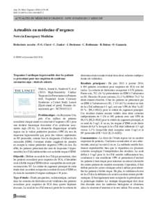 Ann. Fr. Med. Urgence:74-80 DOIs13341ACTUALITÉS EN MÉDECINE D’URGENCE / NEWS IN EMERGENCY MEDICINE  Actualités en médecine d’urgence