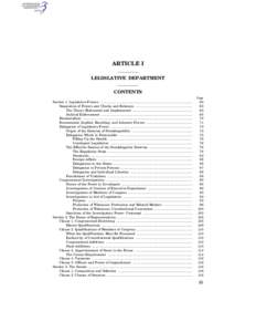 Article I U.S. Constitution--Legislative Department