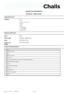 Ingredient Data Sheet (Website) BIN BUDDY - BERRY BLAST COMPANY IDENTIFICATION