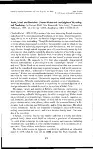 Journal of Scient@c Exploration, Vol. 9, No. 1, pp, 10194 O 1995 Society for Scientific Exploration  Brain, Mind, and Medicine: Charles Richet and the Origins of Physiological Psychology by Stewart