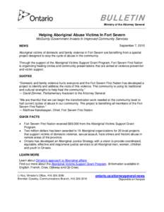 Microsoft Word - FINAL - Bulletin - Aboriginal Victims -Fort Severn.doc