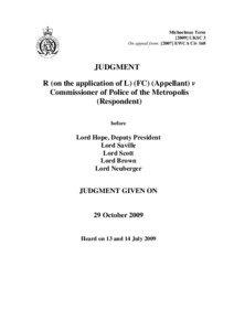 Microsoft Word - R _on the application of L_ v Commissioner of Police.doc