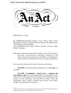 NOTE: The governor signed this measure on[removed]HOUSE BILL[removed]BY REPRESENTATIVE(S) Hamner, Court, Duran, Fields, Ginal, Hullinghorst, Labuda, Lee, Pabon, Peniston, Pettersen, Rosenthal, Tyler,