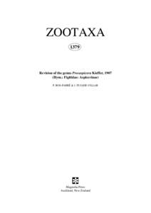 ZOOTAXA 1379 Revision of the genus Prosaspicera Kieffer, 1907 (Hym.: Figitidae: Aspicerinae) P. ROS-FARRÉ & J. PUJADE-VILLAR