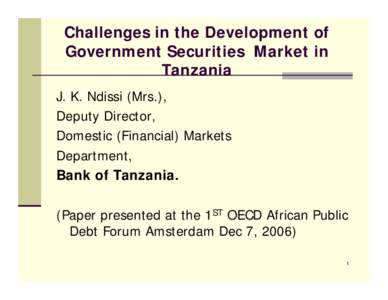 Challenges in the Development of Government Securities Market in Tanzania