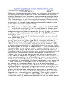 Southern Campaign American Revolution Pension Statements & Rosters Pension application of William Parker S8936 fn17NC/Va. Transcribed by Will Graves[removed]Methodology: Spelling, punctuation and/or grammar have been cor