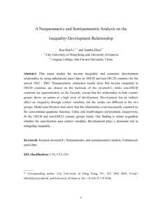 Socioeconomics / Welfare economics / Distribution of wealth / Regression analysis / Economic inequality / Kuznets curve / Gini coefficient / Semiparametric regression / Semiparametric model / Statistics / Economics / Income distribution