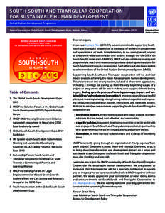South-South and Triangular Cooperation for Sustainable Human Development United Nations Development Programme Special issue on the Global South-South Development Expo, Nairobi, Kenya  Issue 1 (December 2013)