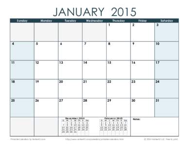 Printable Blank 2015 Calendar