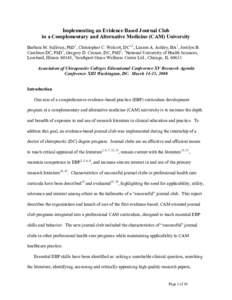 Scientific method / Evidence-based medicine / Journal club / Alternative medicine / The New England Journal of Medicine / Science / Medicine / Health / Evidence-based practice