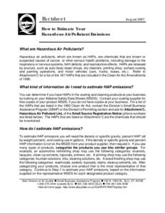 Factsheet  August 2007 How to Estimate Your Hazardous Air Pollutant Emissions