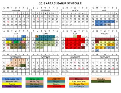 2015 AREA CLEANUP SCHEDULE S M  T