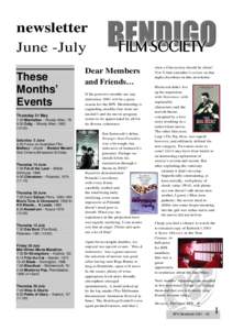 newsletter June -July These Months’ Events Thursday 31 May