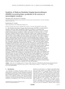 JOURNAL OF GEOPHYSICAL RESEARCH, VOL. 111, G01002, doi:[removed]2004JG000004, 2006  Sensitivity of Moderate Resolution Imaging Spectroradiometer (MODIS) terrestrial primary production to the accuracy of meteorological rea