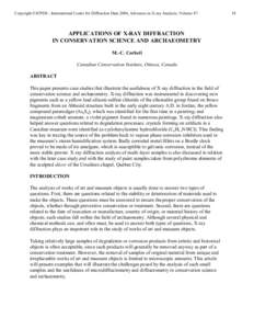 APPLICATIONS OF X-RAY DIFFRACTION IN CONSERVATION SCIENCE AND ARCHAEOMETRY