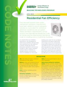 CODE NOTES  BUILDING TECHNOLOGIES PROGRAM 2012 IECC  Residential Fan Efficiency