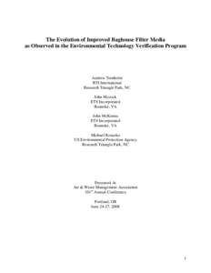 US EPA The Evolution of Improved Baghouse Filter Media as Observed in the Environmental Technology Verification Program