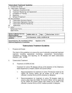 Tuberculosis Treatment Guideline .......................................................................1 I. Purpose and Scope .............................................................................................