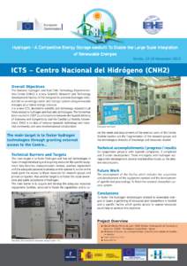 hydrogen - A Competitive Energy Storage Medium To Enable the Large Scale Integration of Renewable Energies Seville, 15-16 November[removed]ICTS – Centro Nacional del Hidrógeno (CNH2)