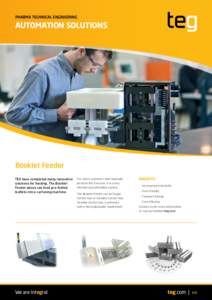 PHARMA TECHNICAL ENGINEERING  AUTOMATION SOLUTIONS Booklet Feeder TEG have completed many innovative