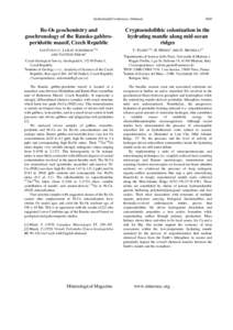 Goldschmidt Conference Abstracts  Re-Os geochemistry and geochronology of the Ransko gabbroperidotite massif, Czech Republic JAN PA!AVA1, LUKÁ! ACKERMAN1,2* 1