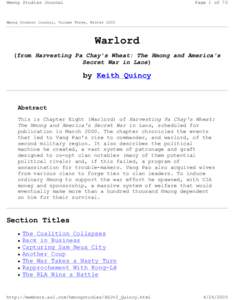 Laos–United States relations / Politics of Laos / Hmong / Laotian Civil War / Hmong people / Vang Pao / Pathet Lao / Pa Chay Vue / Anthony Poshepny / Asia / Laos / Vietnam War