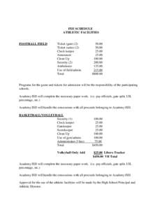FEE SCHEDULE ATHLETIC FACILITIES FOOTBALL FIELD  Ticket (gate) (2)