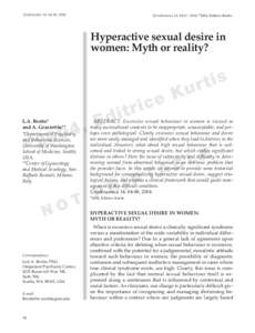 Urodinamica 14: 84-88, [removed]Urodinamica 14: 84-87, 2004) ©2004, Editrice Kurtis. Hyperactive sexual desire in women: Myth or reality?