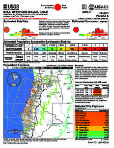 Red Alert Earthquake Shaking M 8.8, OFFSHORE MAULE, CHILE