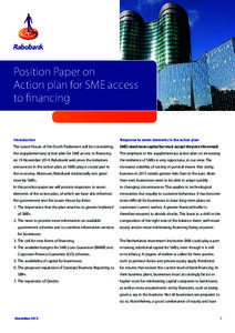 Position Paper on Action plan for SME access to financing Introduction