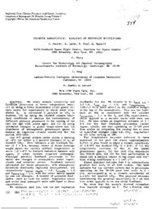 Reprinted From Climate Procqses iindClimate Sensitivity Geophysical Monograph 29, Maurice Ewing Volume 5 Copyright 1984 by the American Geophysical Union. CLIMATE SENSITIVITY: ANALYSIS OF FEEDBACK MECHANISMS J. Hansen, A