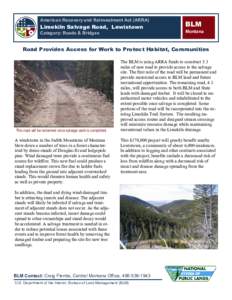 American Recovery and Reinvestment Act (ARRA)  Limekiln Salvage Road, Lewistown Category: Roads & Bridges  BLM