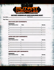 MUTANT CHRONICLES ARMY-BUILDING SHEET Army Name: __________________________________ Army Format: _________________________________ Player Name: ____________________________________________________________________________