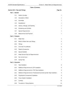 SUDAS Standard Specifications  Division 5 - Water Mains and Appurtenances Table of Contents  Section[removed]Pipe and Fittings