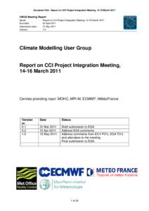 Document Ref.: Report on CCI Project Integration Meeting, 14-16 MarchCMUG Meeting Report Name: Due date: Submission date: