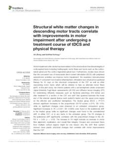Structural white matter changes in descending motor tracts correlate with improvements in motor impairment after undergoing a treatment course of tDCS and physical therapy
