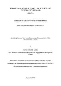 Africa / Kumasi / Procurement / Association of Commonwealth Universities / E-procurement / Kwame Nkrumah / Government procurement / College of Architecture and Planning / Ghana / Business / Kwame Nkrumah University of Science and Technology