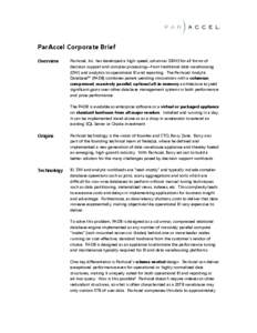 Microsoft Word - Corporate Brief on ParAccel v6.doc