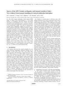 GEOPHYSICAL RESEARCH LETTERS, VOL. 33, L08309, doi:[removed]2005GL025442, 2006  Source of the 1693 Catania earthquake and tsunami (southern Italy):