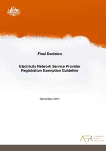 final decision - electricity nsp registration exemption guideline - december[removed]for publication _D2011-023