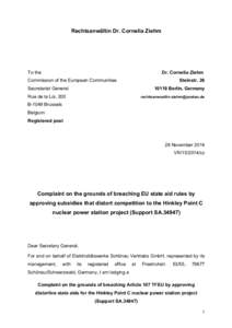 Hinkley Point C nuclear power station / Internal Market / British Energy / Hinkley Point / Nuclear power phase-out / European Union law / European Union / EDF Energy / European Union competition law / Électricité de France / Europe / Energy