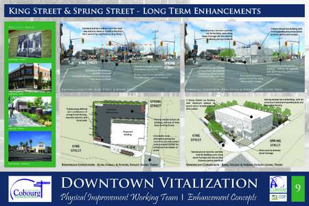 King Street & Spring Street - Long Term Enhancements Precedent Images Cambridge - Ontario  Existing building is setback from the roadway and one storey in height unlike built