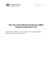 After Hours Other Medical Practitioners (OMPs) Program Application Form
