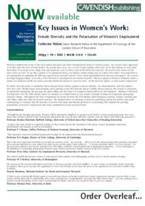 Now Second Edition available  Key Issues in Women’s Work: