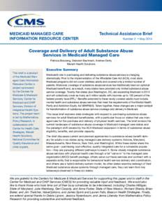 Coverage and Delivery of Adult Substance Abuse Services in Medicaid Managed Care