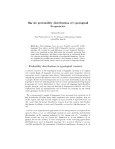 On the probability distribution of typological frequencies Michael Cysouw Max Planck Institute for Evolutionary Anthropology, Leipzig 
