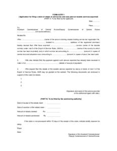 FORM ASTR-1 (Application for filing a claim of rebate of service tax and cess paid on taxable services exported) (PART A: To be filled by the applicant) Date…………. Place………… To,