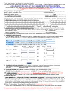 FIRST USA CLUB-WORKS MILITARY CLUB MEMBERSHIP MAINTENANCE FORM